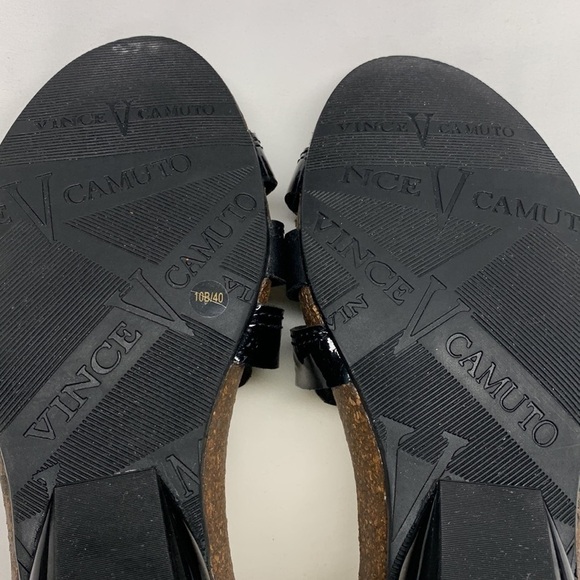 Vince Camuto Lora Leather Ankle Strap Sculpted Heel Sandals Size 10 Black - Picture 11 of 14